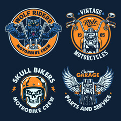 Set of Vintage Motorcycle Badges