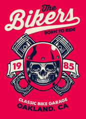 Vintage T-shirt design of Skull Biker Garage