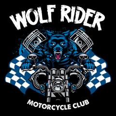 Vintage T-shirt design of Wolf Biker Rider Motorcycle Club