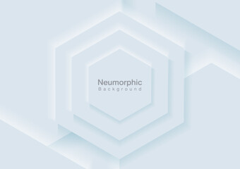 Neumorphic Backgrounds and Backdrops white hexagon pattern Layered, minimal style background, technology illustration, modern and business, template and banner composition for products.