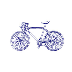 sketch of a bicycle image with a transparent background