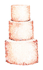 Watercolor brown cake, bakery, patisserie, tasty dessert, wedding celebration, birthday party
