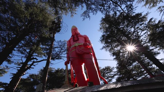 Shri Hanuman Jakhu Statue in Jakhu Temple in Shimla or Simla. capital of Himachal Pradesh north India Himalayas. Near shopping street in Mall Road Ridge.