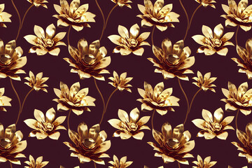 Beautiful floral jewelry wallpaper. Seamless repeat pattern for wallpaper, fabric and paper packaging, curtains, duvet covers, pillows, digital print design. Digital artwork