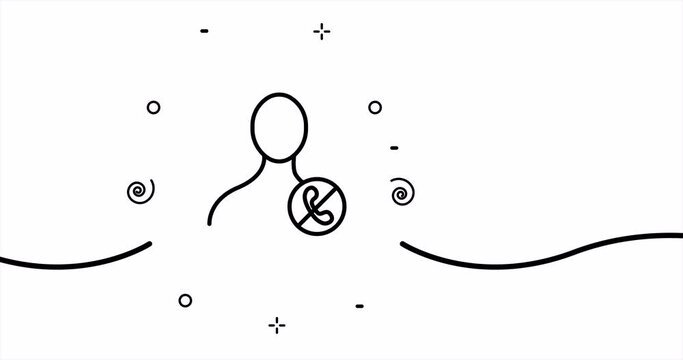 Man with missed call. Incoming, outgoing, hotline, wifi, correspondence, phone, communication. Contact us concept. One line drawing animation. Motion design. Animated technology logo. Video 4K.