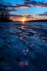 Frozen winter blues sunset