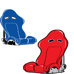 racing bucket seat design red and blue color Vector Illustration.