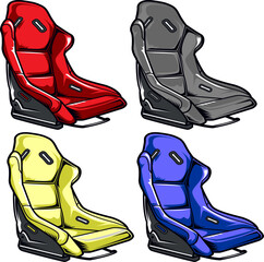 racing bucket seat design Vector Illustration. bundle color.