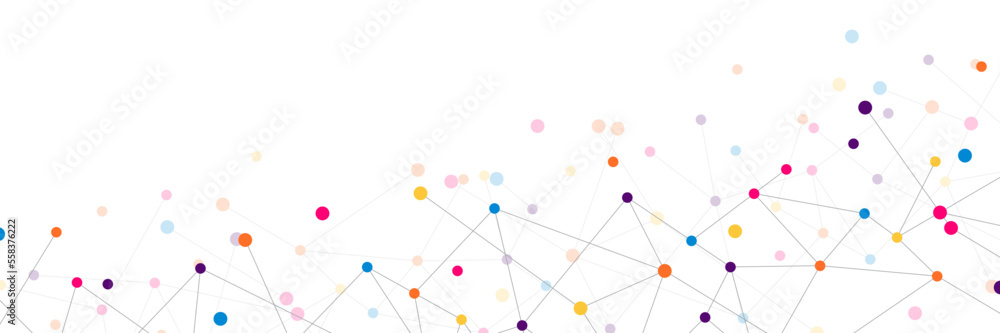 Poster website header or banner design with abstract geometric background. connecting dots and lines. globa