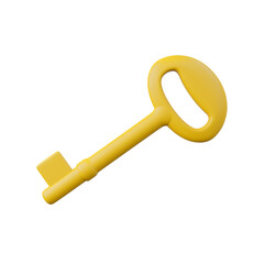 Key isolated on white background, 3D render illustration