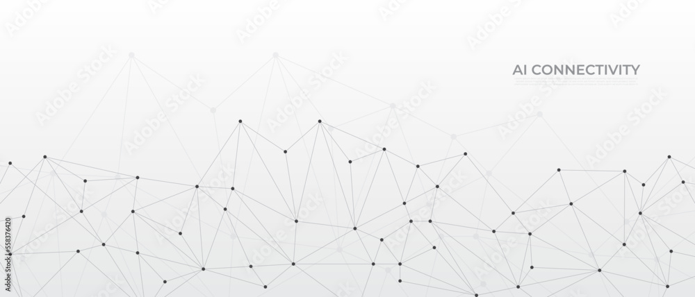 Poster artificial intelligence connectivity geometric dots. connecting dots and lines. digital technology w