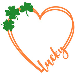 Lucky wreath svg, Heart shaped, St patricks day monogram frame 