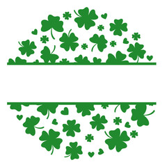 Fototapeta premium St patricks day split frame svg, Shamrock round monogram