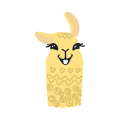 Cute llamas or alpacas hand drawn vector illustration.