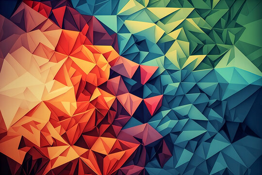 Abstract colorful polygon background. Generative AI. 