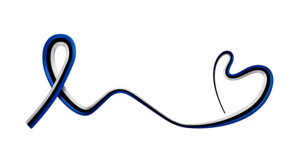 Estonia Flag Ribbon independence day banner 3d illustration. Estonian memorial holiday 24th of February