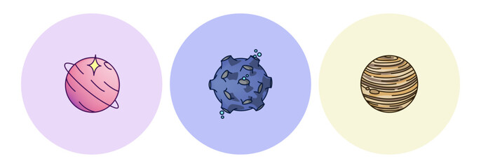 set of three planets