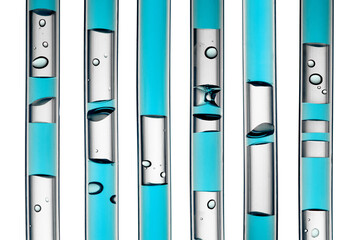 Tubes with colored liquid and air bubbles