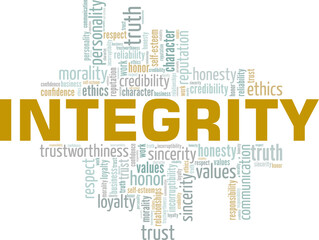 Integrity word cloud conceptual design isolated on white background.