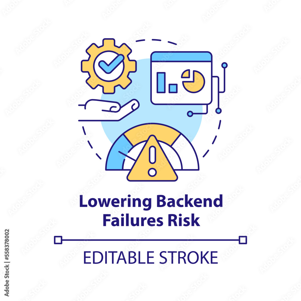 Poster lowering backend failures risk concept icon. high digital service performance abstract idea thin lin