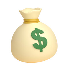 icon of dollar money sack, bag, or pouch isolated on white background;