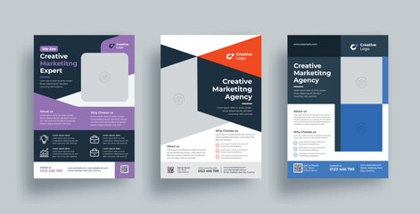 Naklejka na ściany i meble Flyer Brochure design, cover modern layout, flyer in A4 with colorful Magazine, Poster, Corporate Presentation, Portfolio, layout modern with blue color size A4, Front and back, Easy to use and edit.