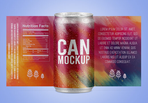 Can with Water Drops Mockup