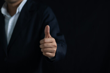 Man thumbs up showing satisfaction