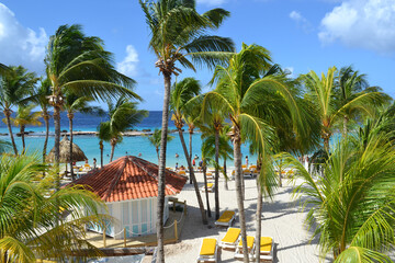 Fototapeta na wymiar beach club on the island of Curacao in the caribbean sea