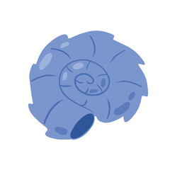 Spiral shell of snail or mollusk. Decoration of aquarium and nature. Simple doodle cartoon illustration