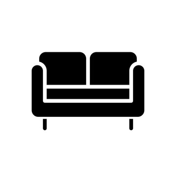 recommend clip art: Loveseat black glyph icon. Small sofa for living room. Two-seat chair. Modern contemporary home furniture store. Silhouette symbol on white space. Solid pictogram. Vector isolated illustration