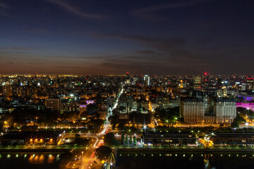 Night landscape of the city of Buenos Aires, from above