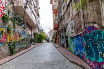 Street View of Istanbul with colorful Street Art