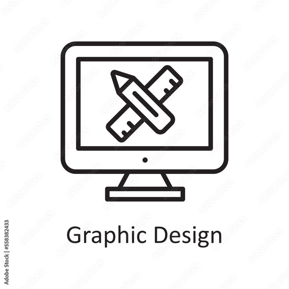 Poster graphic design vector outline icon design illustration. design and development symbol on white backg