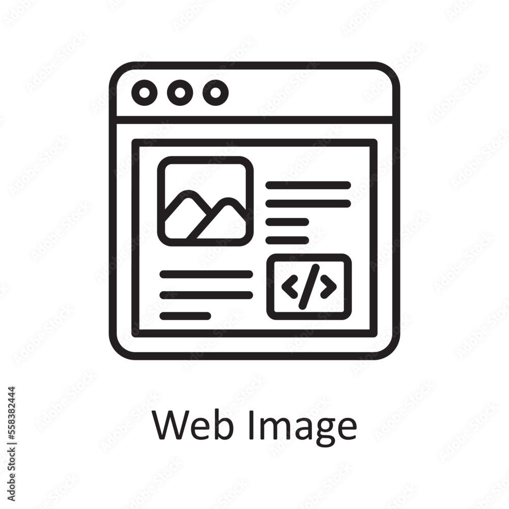 Poster web image vector outline icon design illustration. design and development symbol on white background