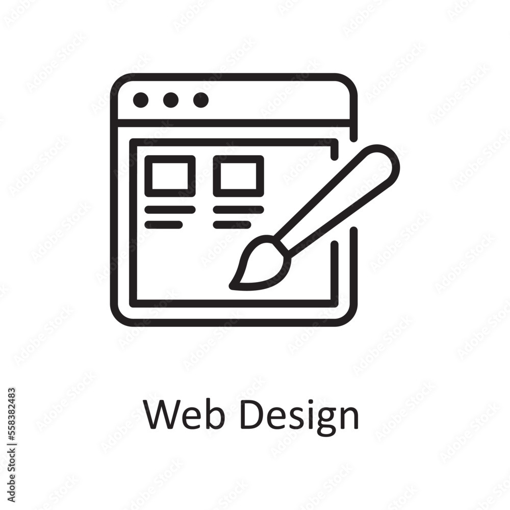 Poster web design vector outline icon design illustration. design and development symbol on white backgroun