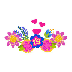 Plakat Colorful flower . Spring season. Flat style vector illustration. Isolated on white background.