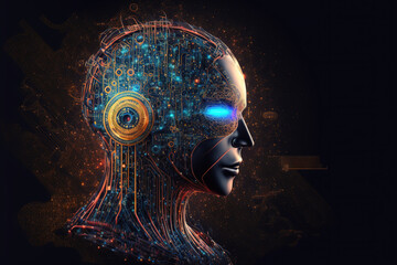 An Ai intelligence technology for human brain representative. Generative Ai image.