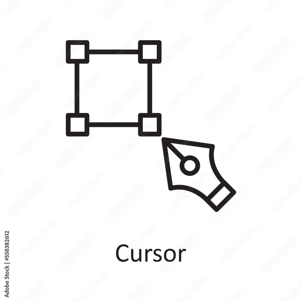 Poster cursor vector outline icon design illustration. design and development symbol on white background ep