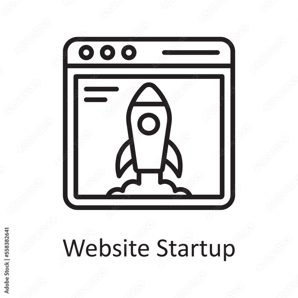 Poster website startup vector outline icon design illustration. design and development symbol on white back
