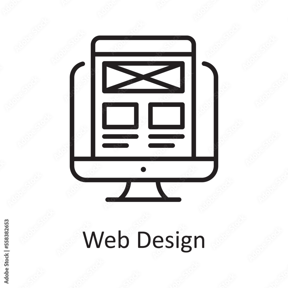 Poster web design vector outline icon design illustration. design and development symbol on white backgroun