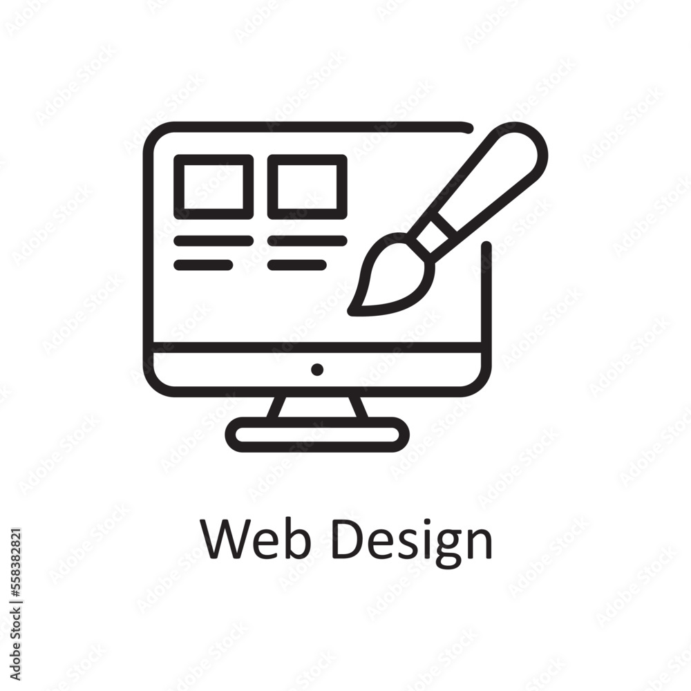 Poster web design vector outline icon design illustration. design and development symbol on white backgroun