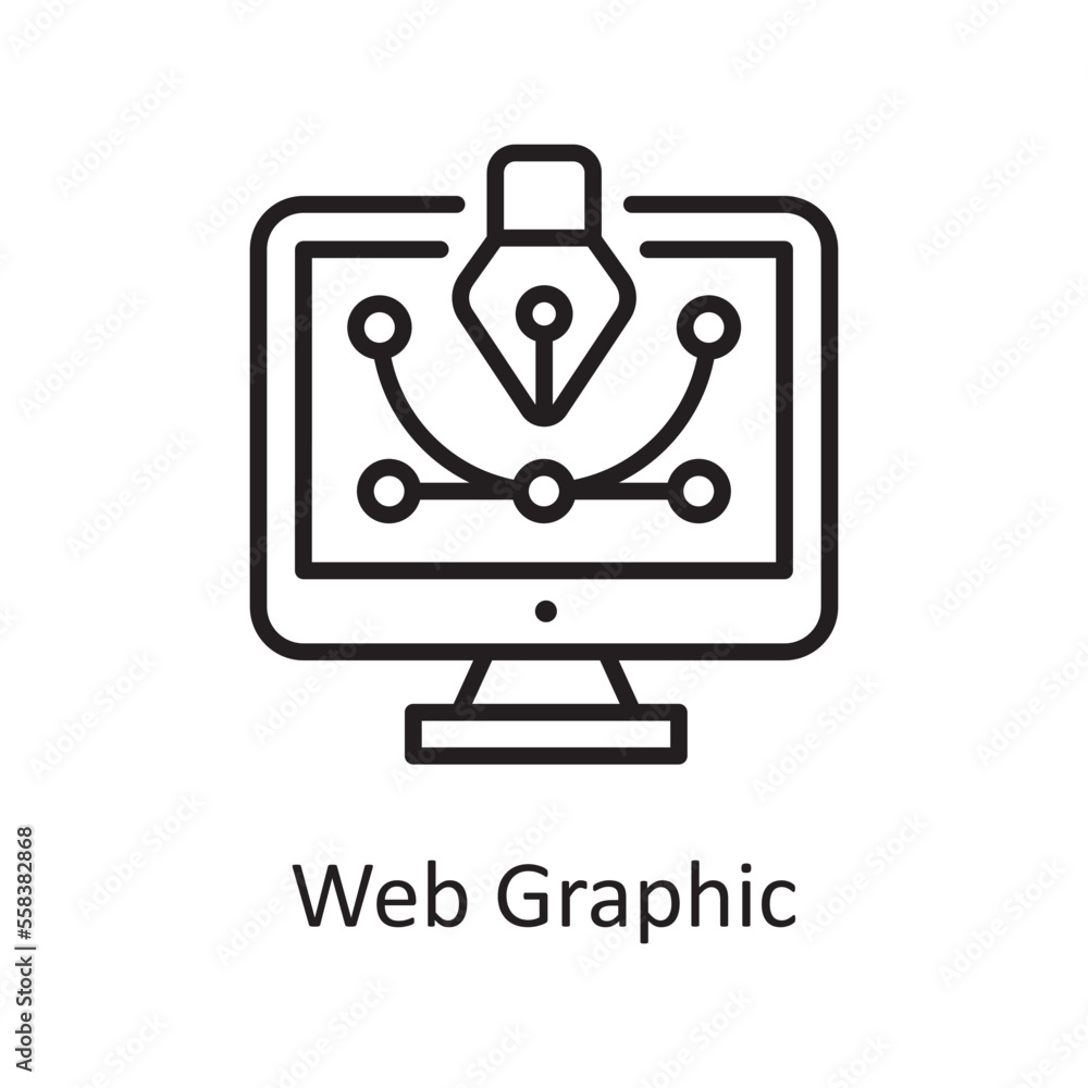 Poster web graphic vector outline icon design illustration. design and development symbol on white backgrou