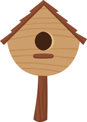 Vintage wooden birdhouse flat icon Feeder for birds