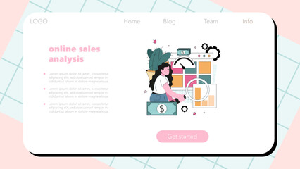 Marketing audit web banner or landing page. Market, targeting audience