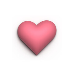 Pink 3d heart isolated on white background