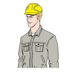 白人の工事現場員