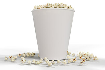 Bucket popcorn transparent background high quality details - 3d rendering