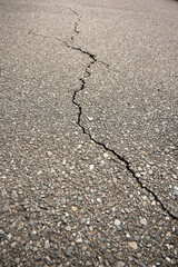 Obraz premium アスファルト道路のひび割れ