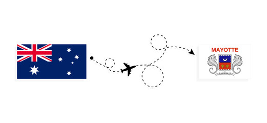 Obraz na płótnie Canvas Flight and travel from Australia to Mayotte by passenger airplane Travel concept